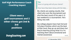 Hilary coaching impact won tournament pic